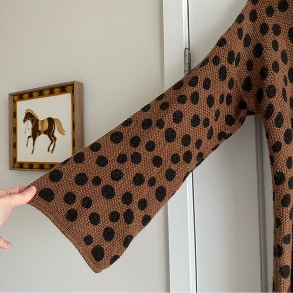 Madewell Polka Dot Crewneck Sweater Dress in Brown and Black Wool Blend - Picture 4 of 6